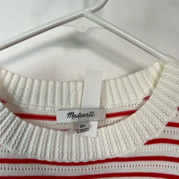 Madewell Cream and Red Striped Knit Top - Picture 3 of 8